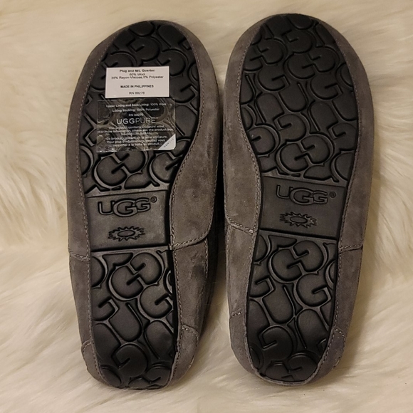 UGG Ascot Wool Lined Moccasin Slippers Gray